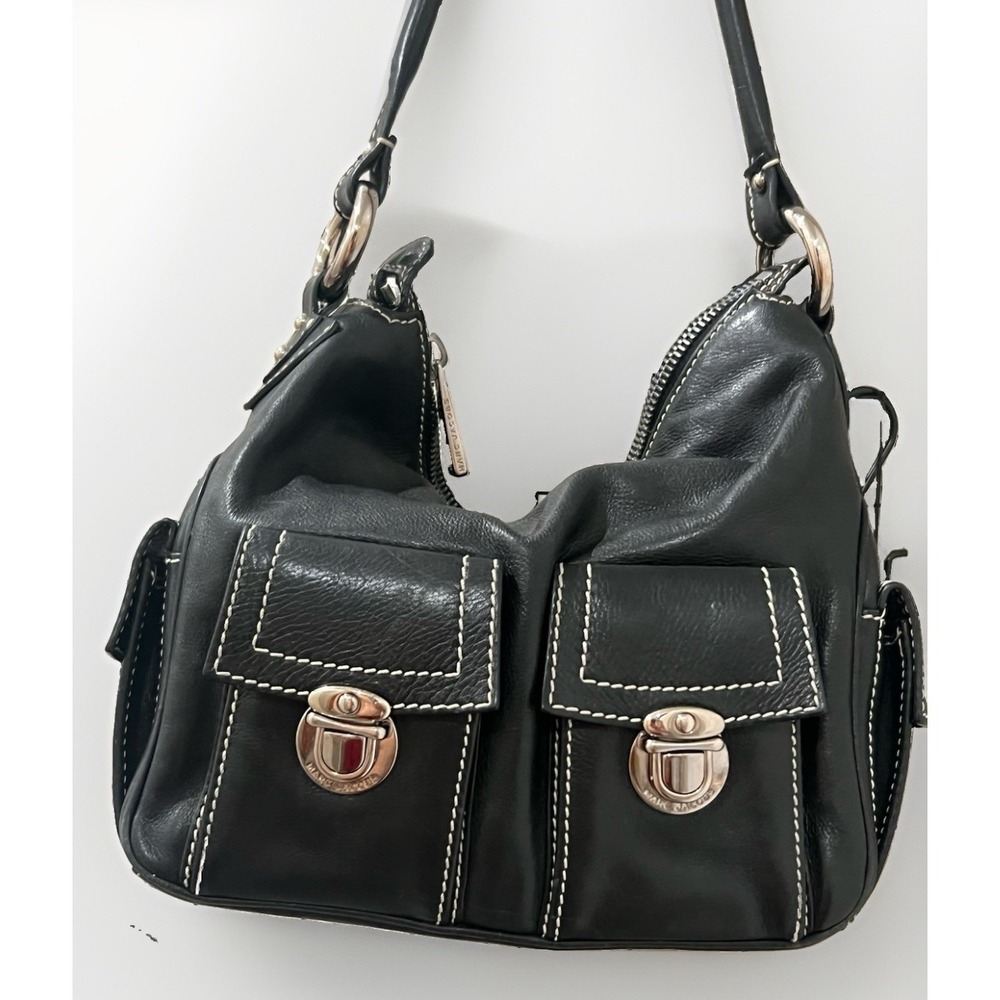 Y2k Marc Jacobs Black "Blake" Hobo Bag - Silver Multi-Pocket "Gilmore Girls " - Picture 5 of 8